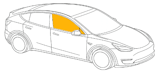 Diagram showing tint coverage on the two front door windows